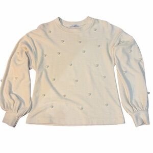 Zara Cream Knit Long Sleeve Top with Pearls size Small